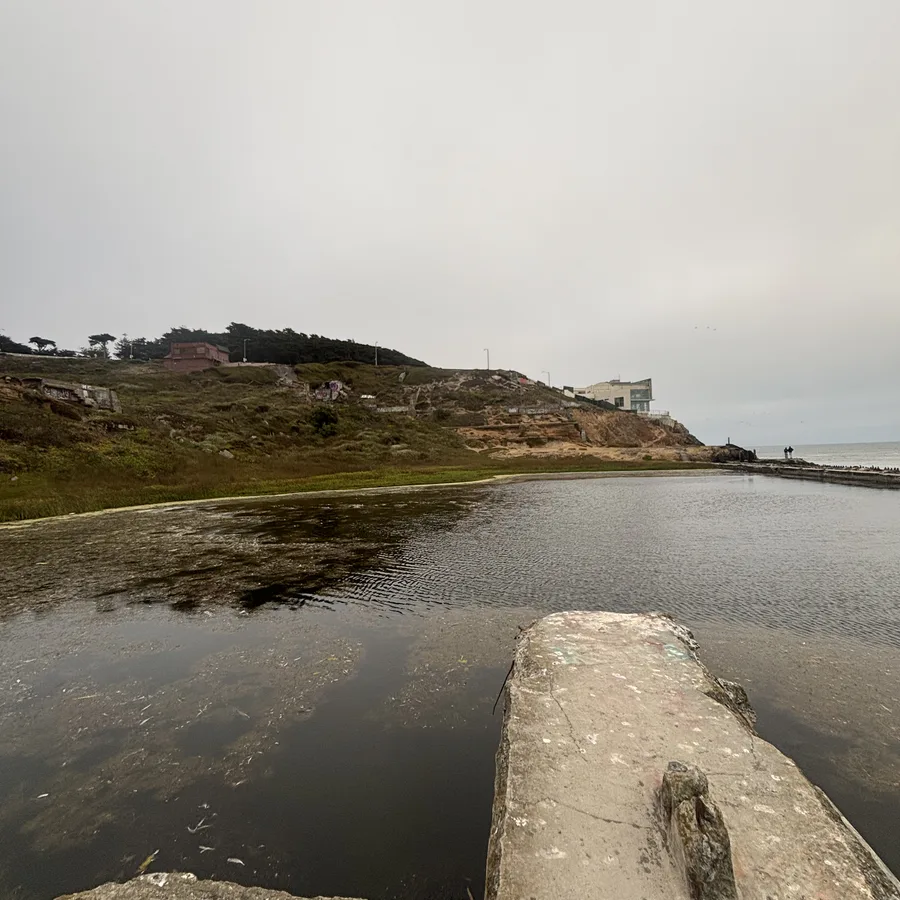 fog settling over the Sutro Baths ruins